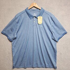 Tommy Bahama Shirt Mens 2XL Blue Hydrangea 2-Button Polo Casual ST226363TX